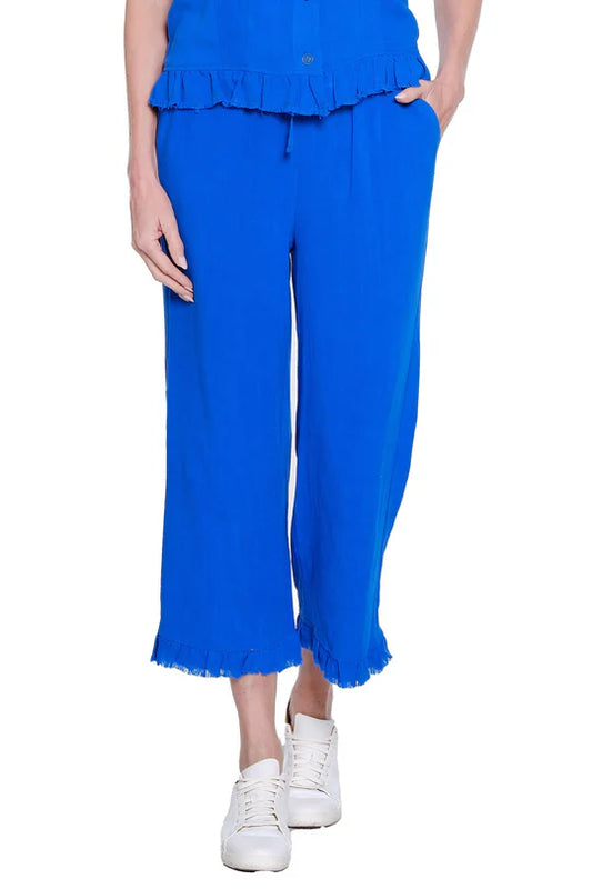RUFFLE HEM PANT - BRIGHT ROYAL