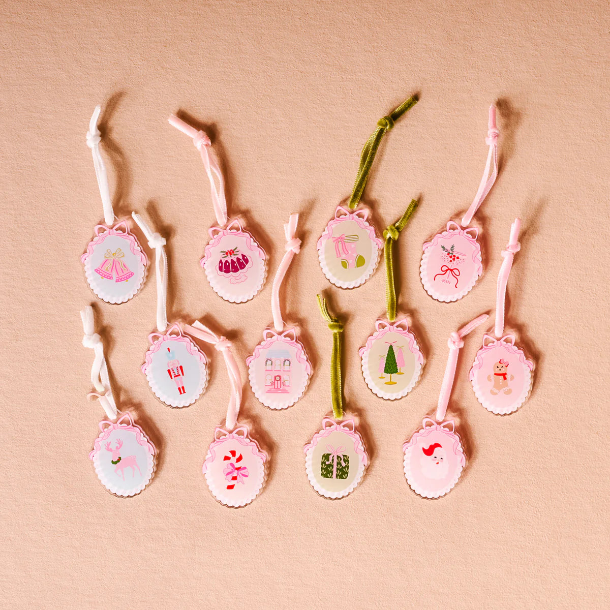 COQUETTE CHRISTMAS ORNAMENT ADVENT & PINK MINI TREE