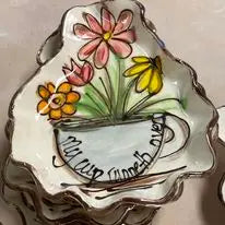 FLOWER CUP FREEFORM RUFFLED PLATE