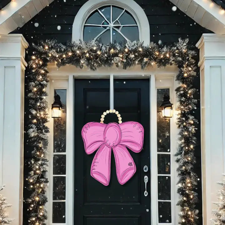 PINK BOW LARGE DOOR HANGER