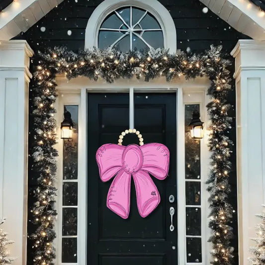 PINK BOW LARGE DOOR HANGER