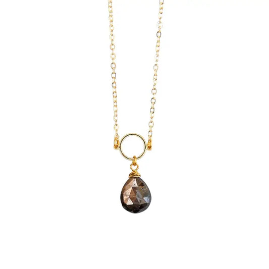 MACAROON ADJUSTABLE NECKLACE IN CHOCOLATE MOONSTONE