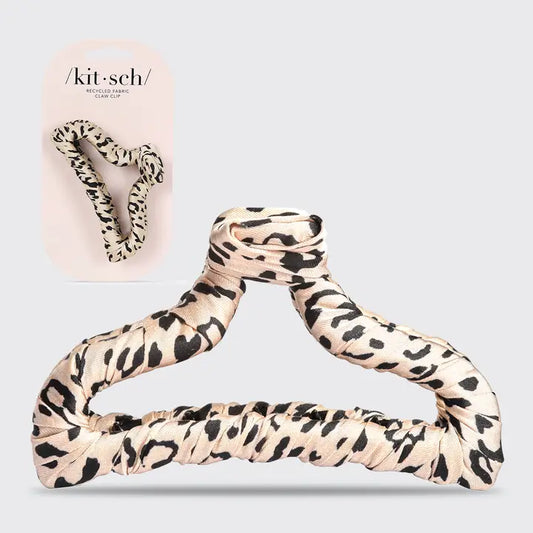 SATIN WRAPPED CLAW CLIP - LEOPARD
