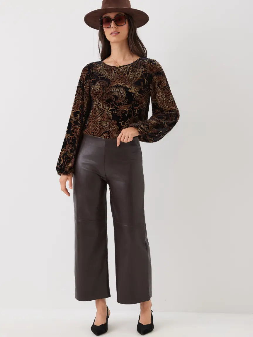 FAUX LEATHER PULL-ON ANKLE PANTS