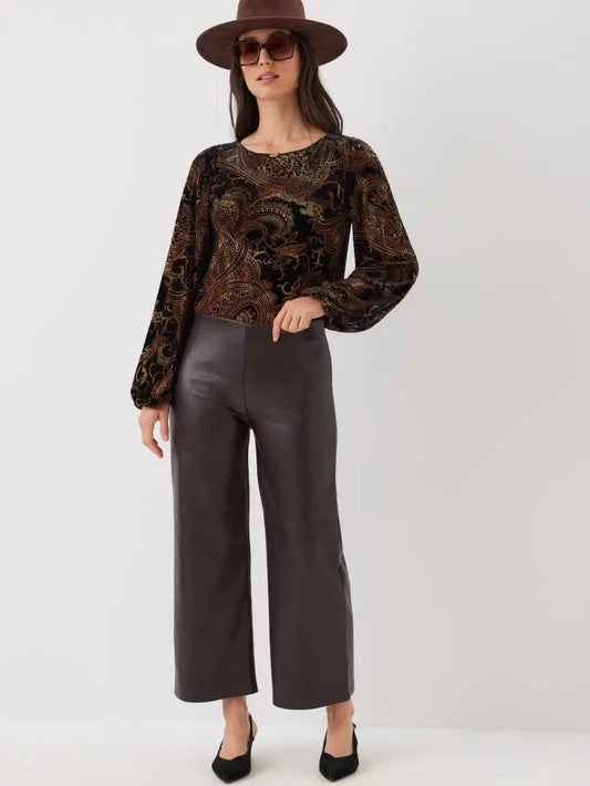 FAUX LEATHER PULL-ON ANKLE PANTS
