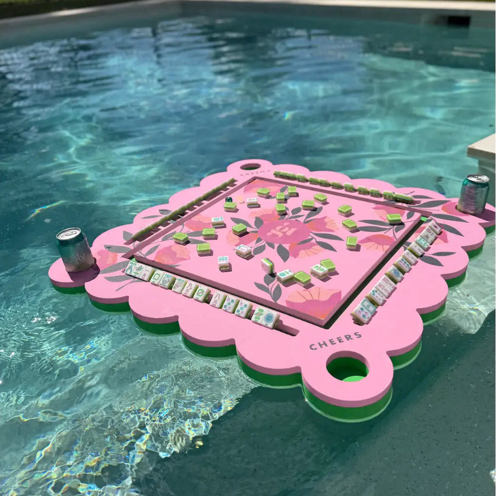 FLOATING MAHJONG MAT IN FLORAL PINK