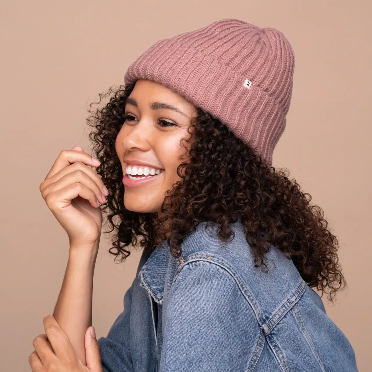 GLAZEY SATIN-LINED BEANIE - BLUSH