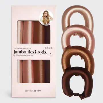 SATIN JUMBO FLEXI RODS 4 PC - ROSEWOOD