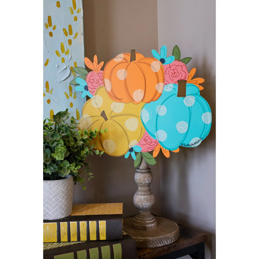 MULTI FLORALL PUMPKIN TOPPER