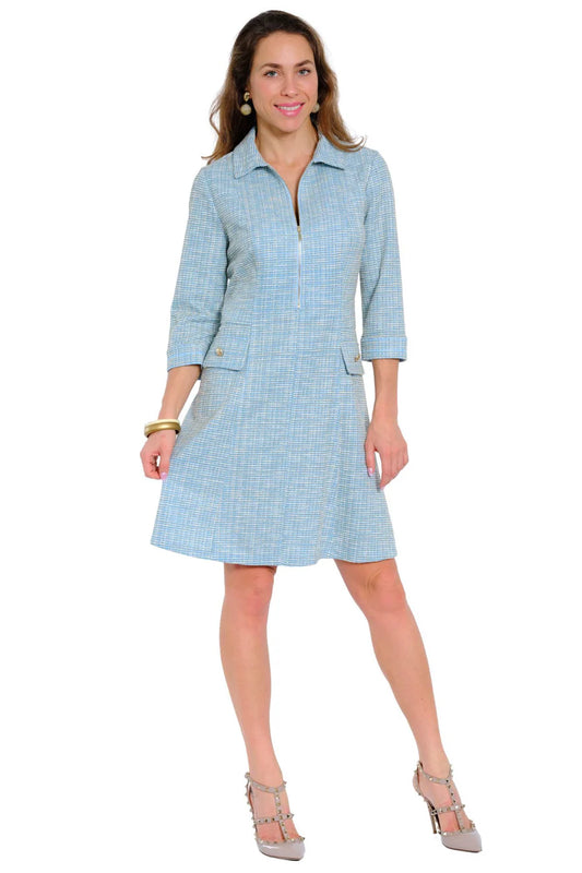 CELEBRITY BLUE & WHITE TWEED DRESS