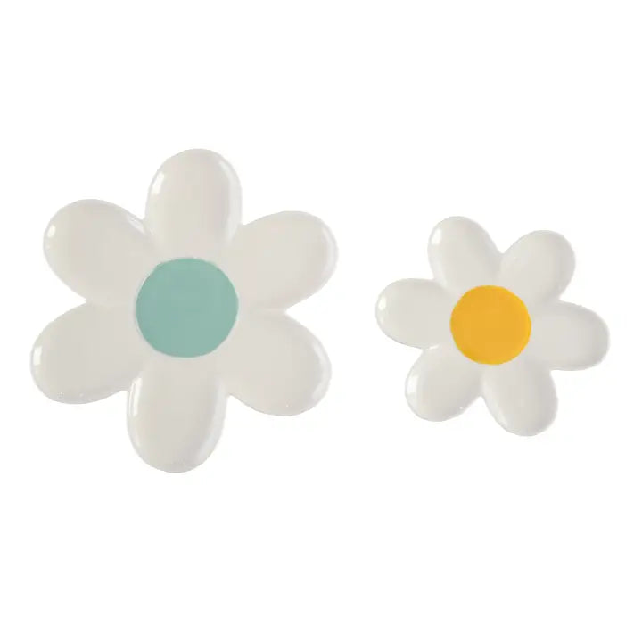 CERAMIC DAISY PLATTERS SET /2