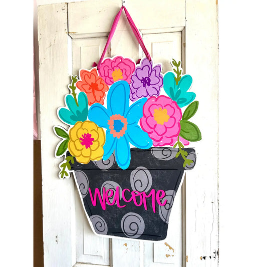 WELCOME FLOWER POT DOOR HANGER