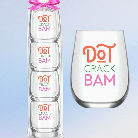 MAHJONG "DOT CRACK BAM" PLASTIC STEMLESS WINE GLASSES