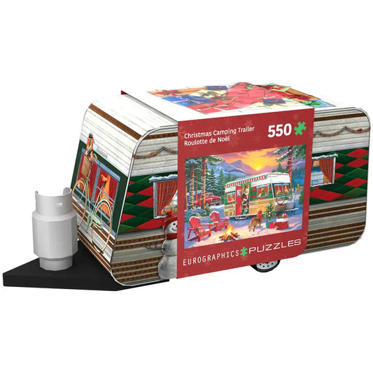 CHRISTMAS CAMPING TRAILER TIN PUZZLE