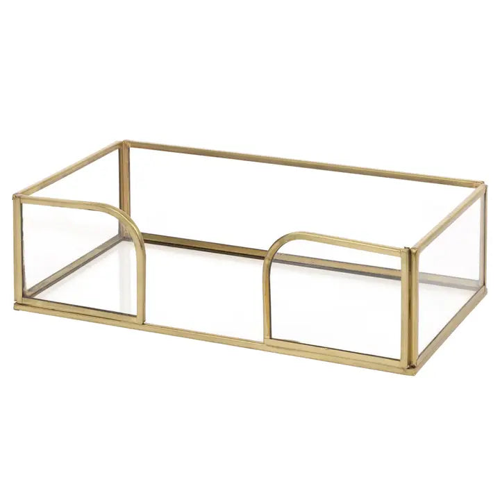 GOLD EDGE GLASS GUEST TOWEL CADDY
