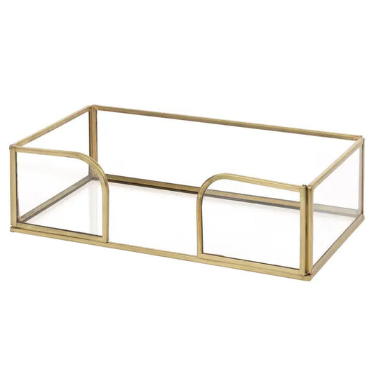 GOLD EDGE GLASS GUEST TOWEL CADDY