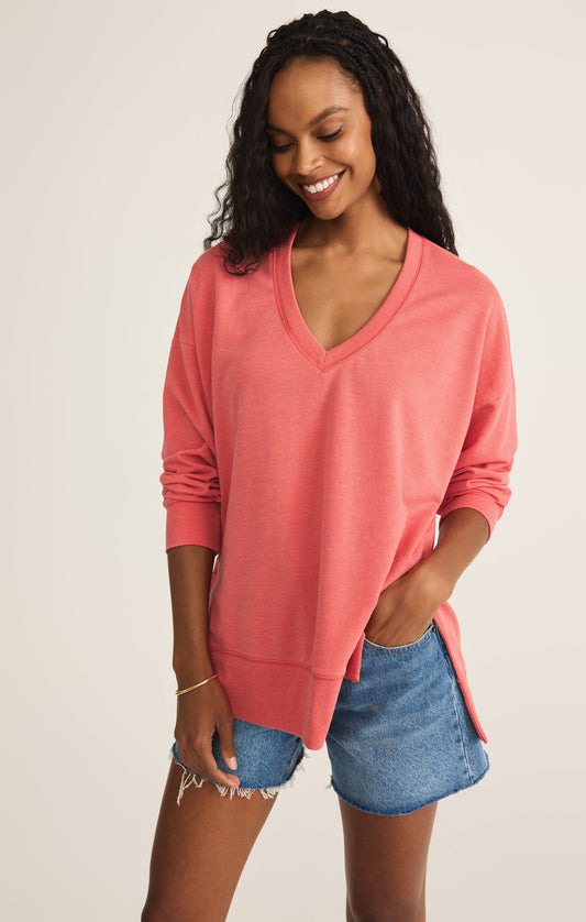 MODERN V-NECK WEEKENDER - PERSIMMON