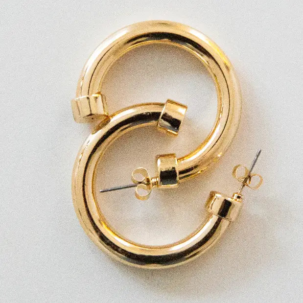 SMALL ACRYLIC HOOP EARRINGS - GOLD