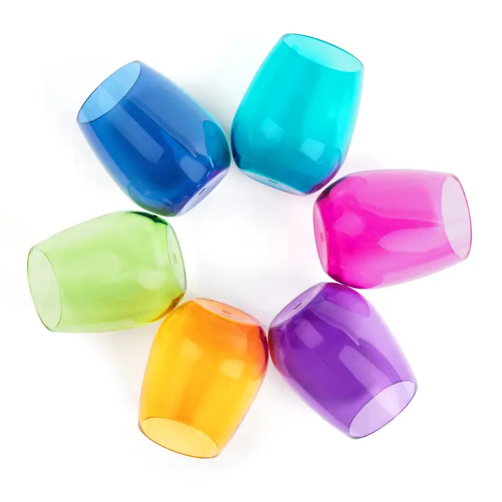 ACRYLIC STEMLESS WINE GLASSES - JEWEL COLORS