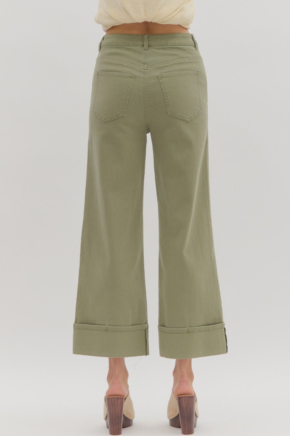OLIVE CUFFED HEM JEAN