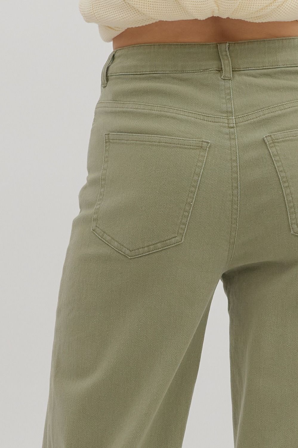 OLIVE CUFFED HEM JEAN