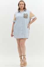 MIXED PRINT BOYFRIEND SHIRT DRESS