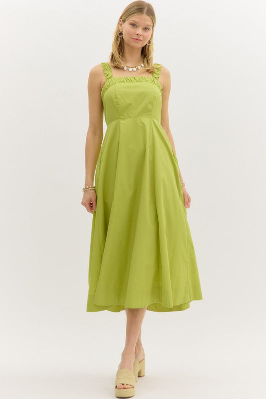 CHARTREUSE TIE BACK DRESS
