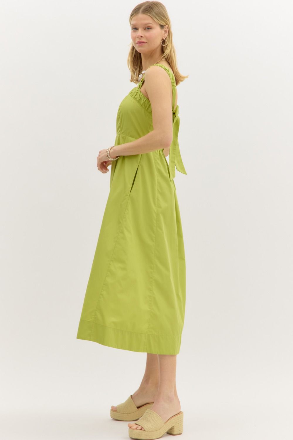 CHARTREUSE TIE BACK DRESS
