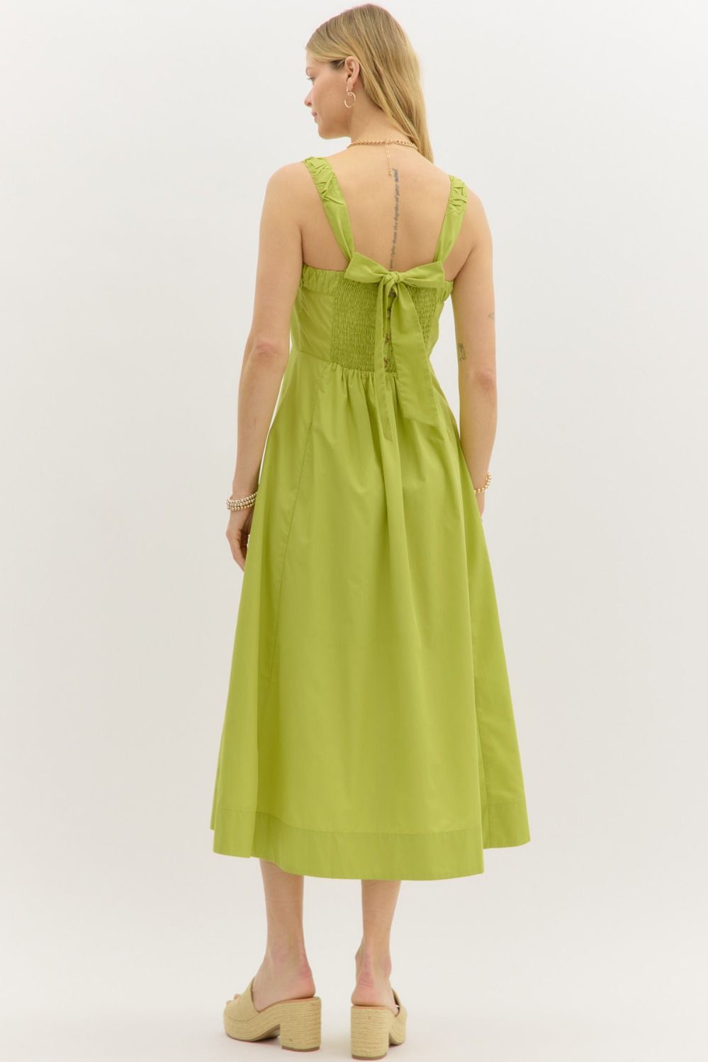 CHARTREUSE TIE BACK DRESS