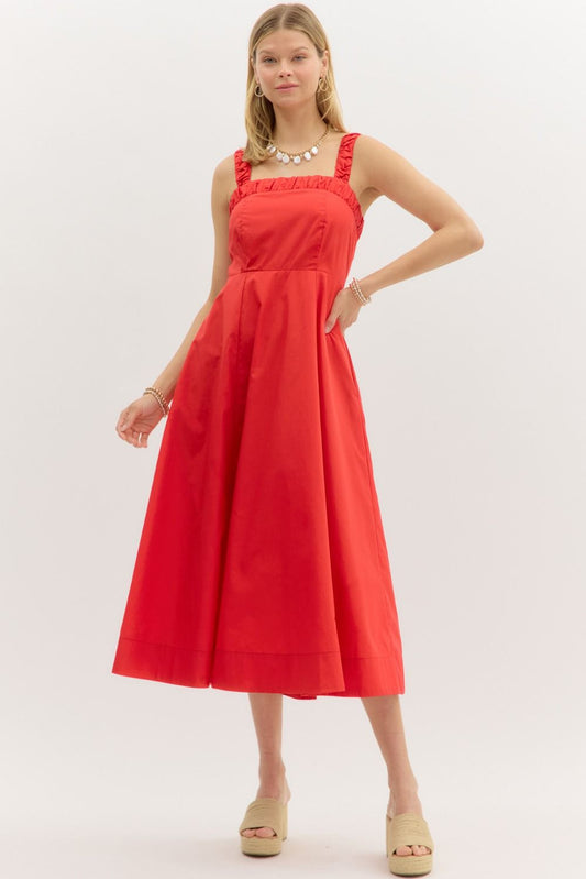 RED TIE BACK DRESS