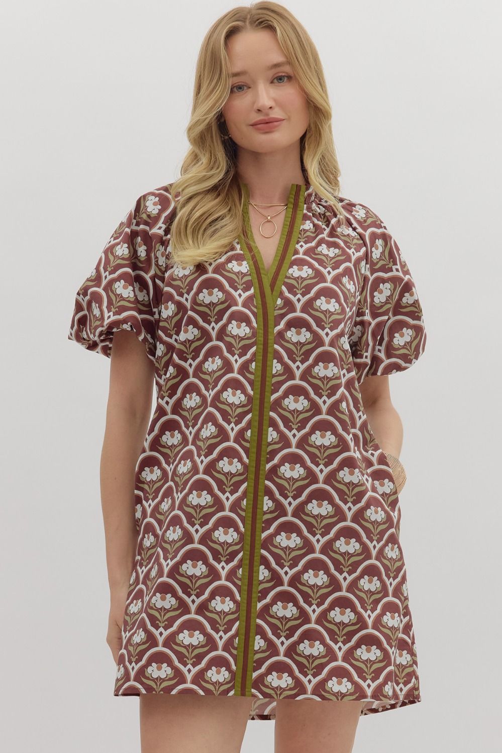BROWN BOTANICAL DRESS