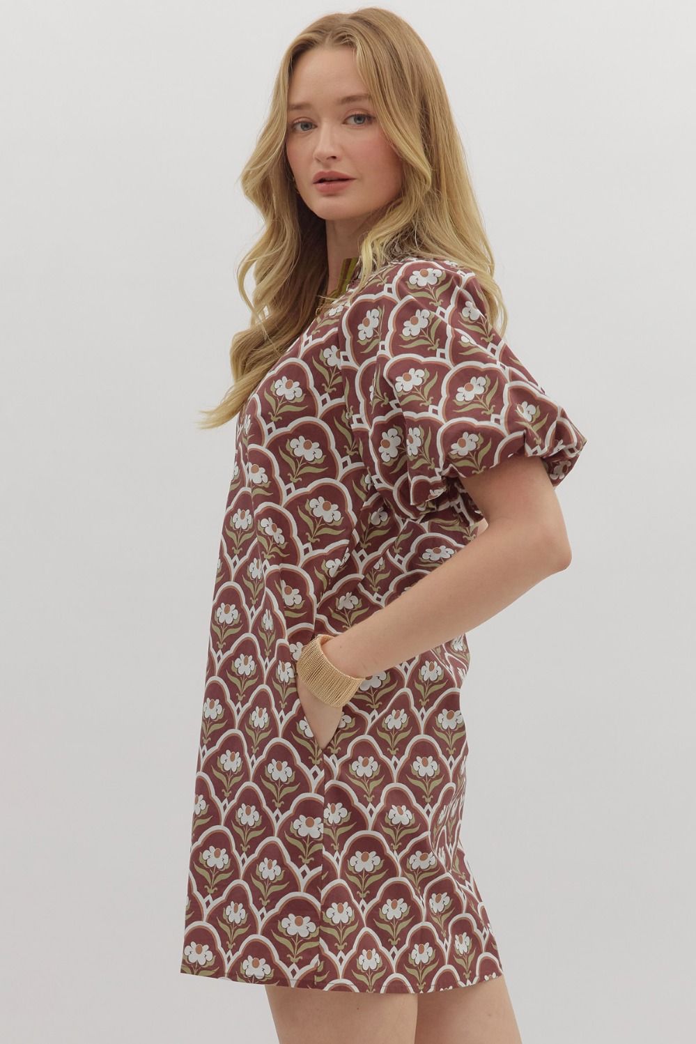 BROWN BOTANICAL DRESS