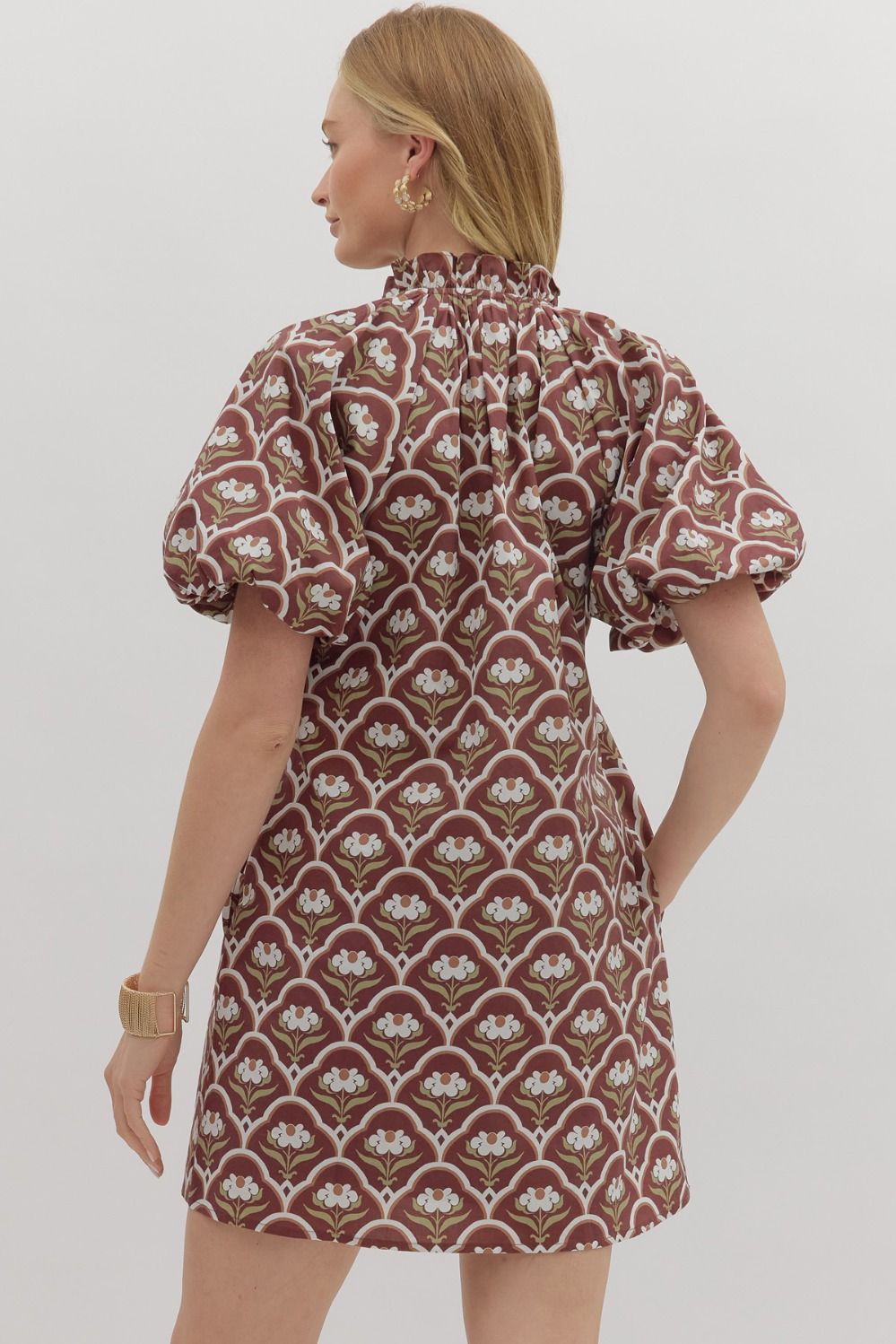 BROWN BOTANICAL DRESS