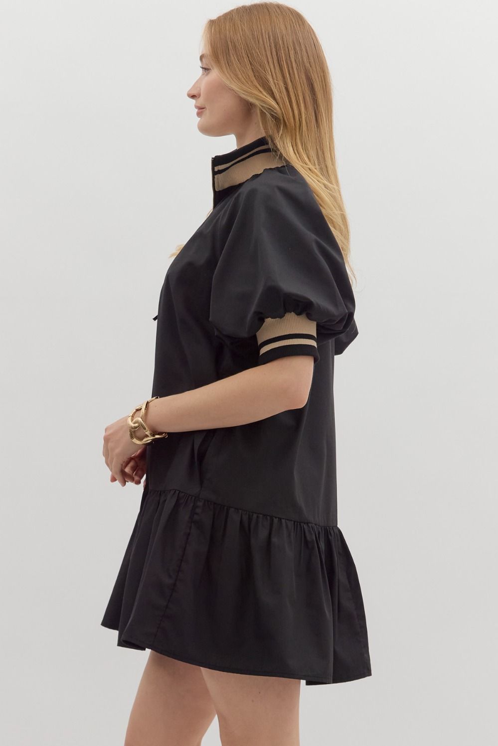 BLACK PUFF SLEEVE DRESS