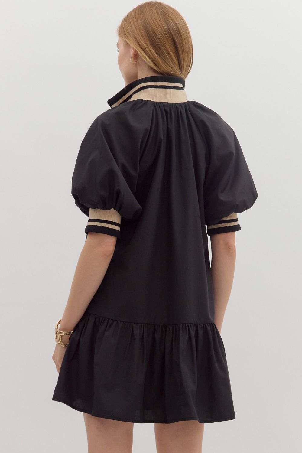 BLACK PUFF SLEEVE DRESS