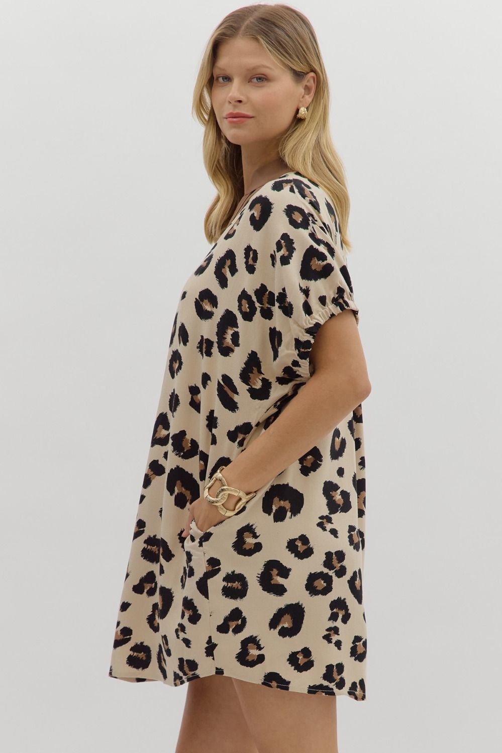 OVERSIZED LEOPARD MINI DRESS