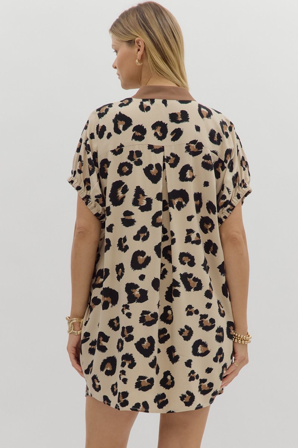 OVERSIZED LEOPARD MINI DRESS