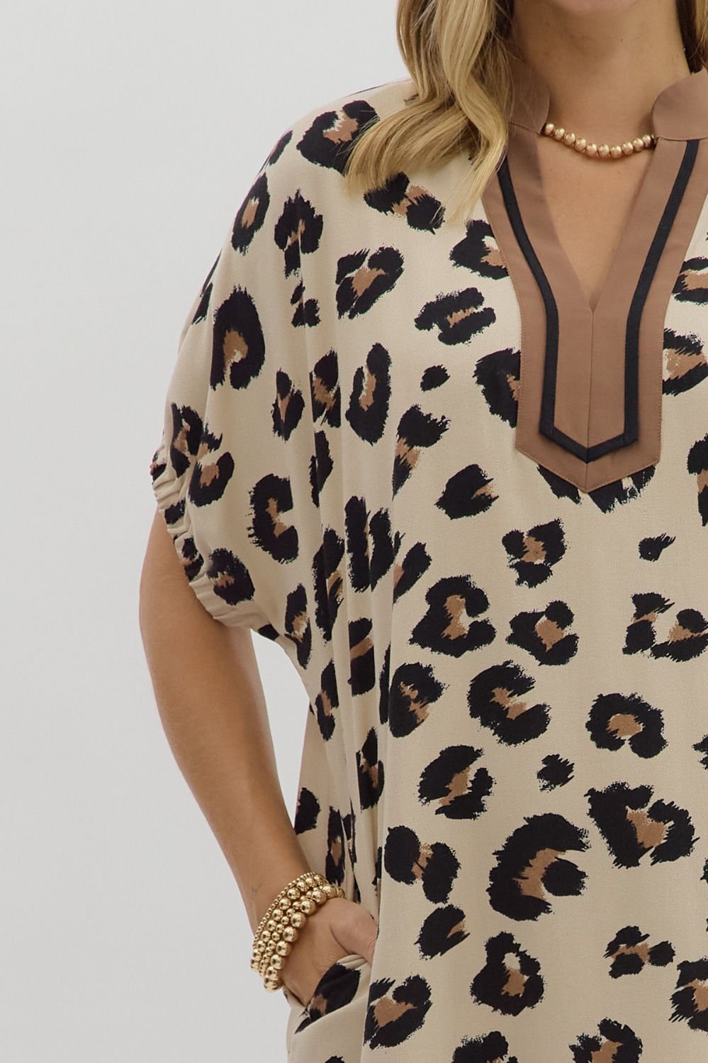 OVERSIZED LEOPARD MINI DRESS