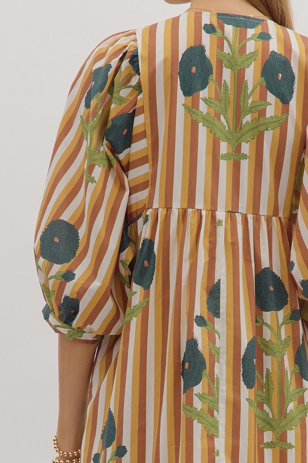 CARAMEL STRIPE MIDI DRESS