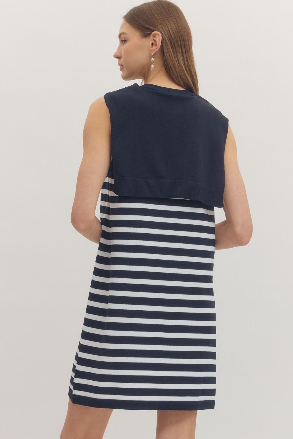 SLEEVELESS STRIPED SCARF DRESS