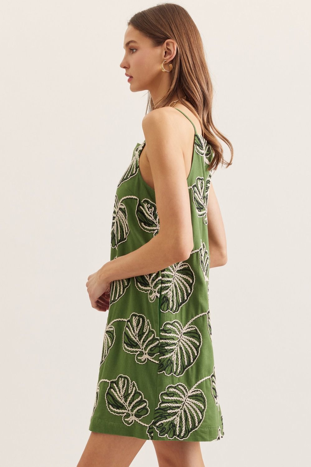 PALM EMBROIDERED DRESS