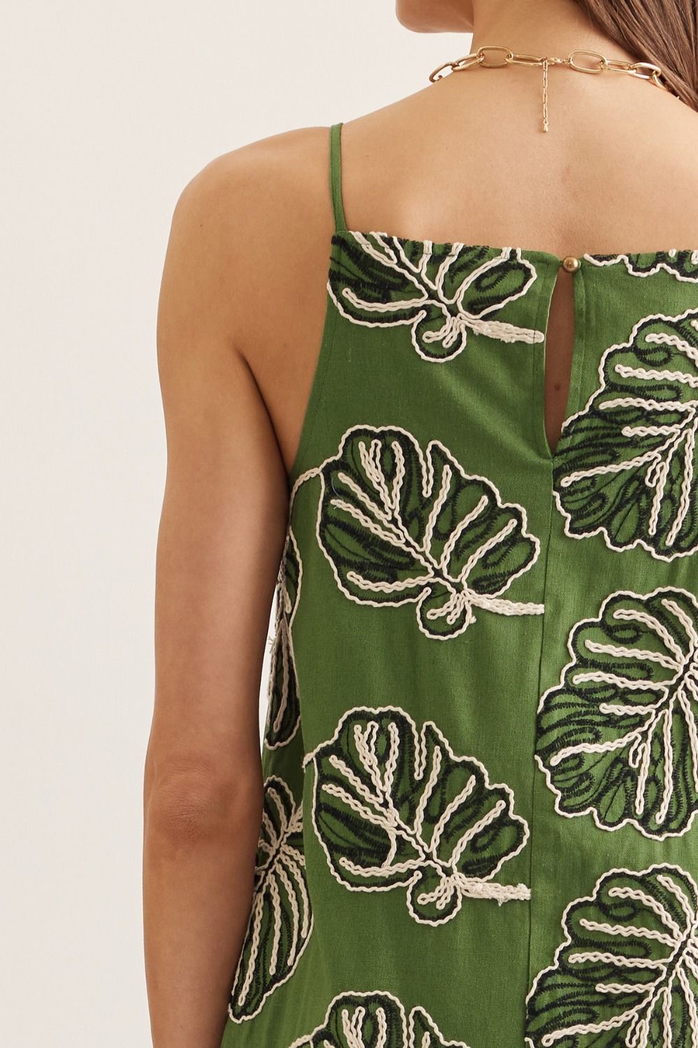 PALM EMBROIDERED DRESS