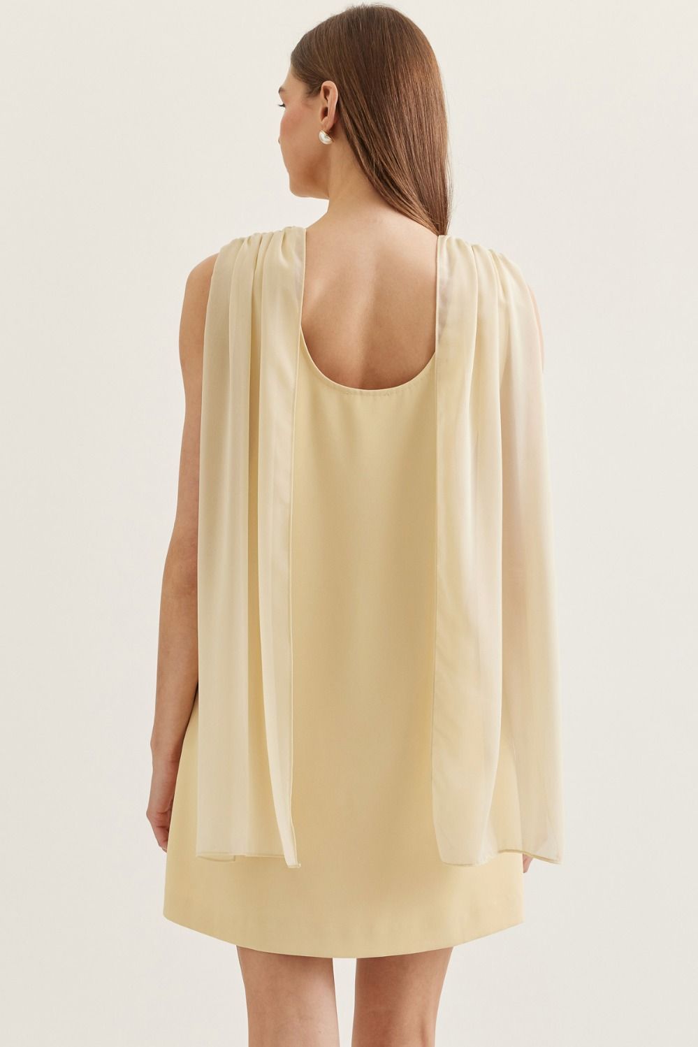 PALE YELLOW CHIFFON MINI DRESS