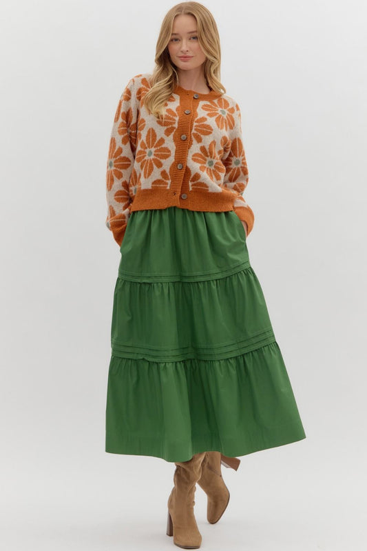 RUST FLORAL CARDIGAN