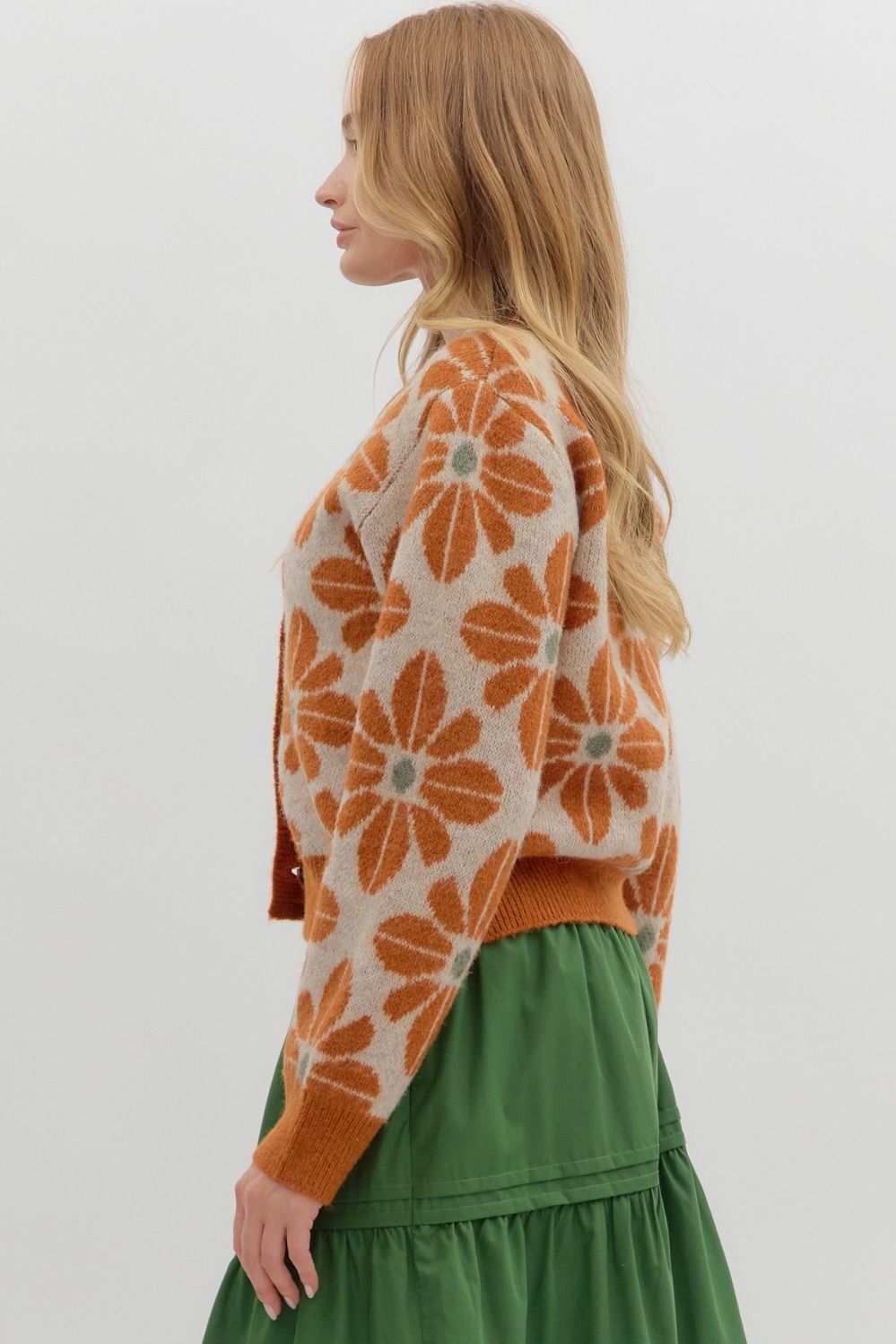 RUST FLORAL CARDIGAN