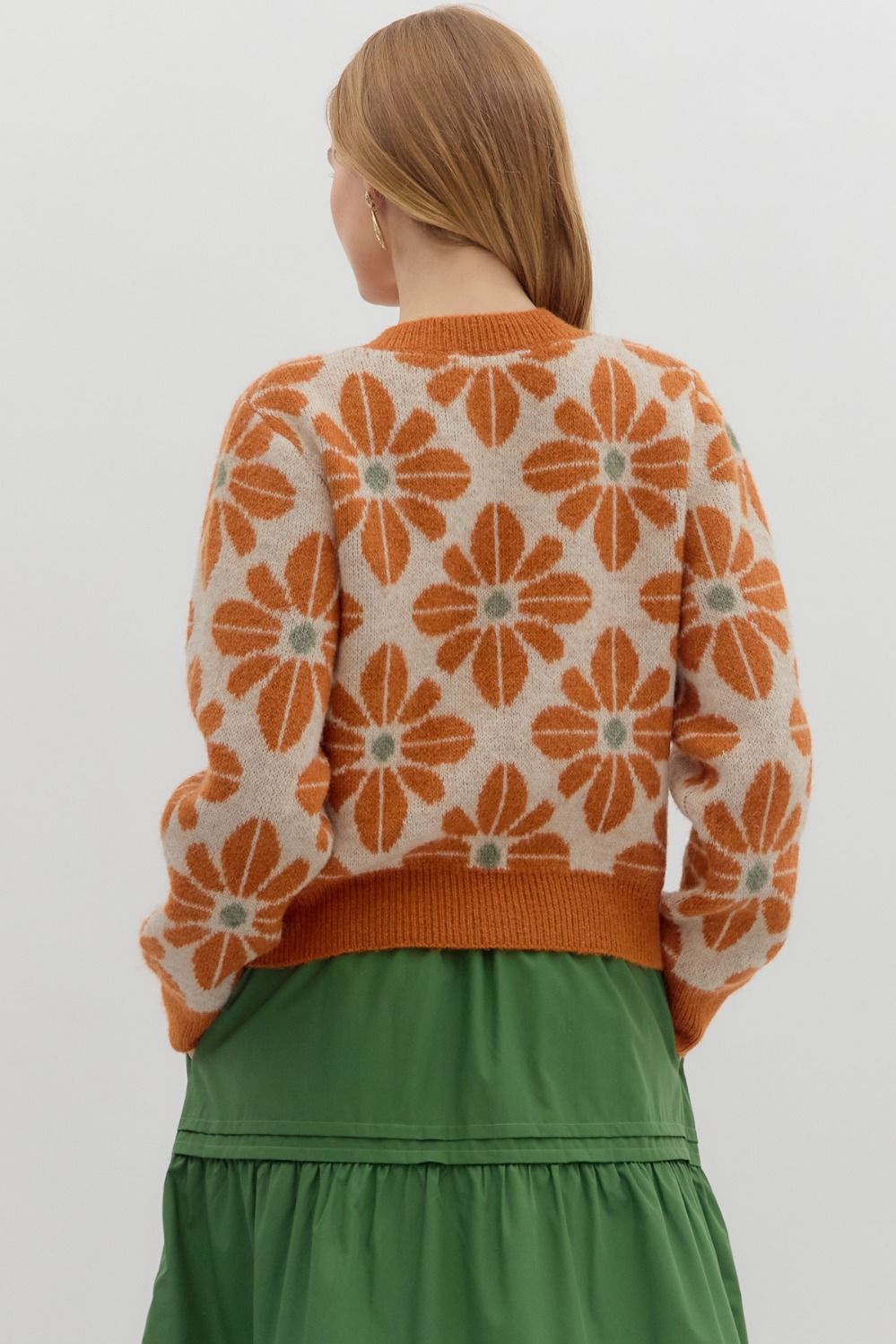 RUST FLORAL CARDIGAN