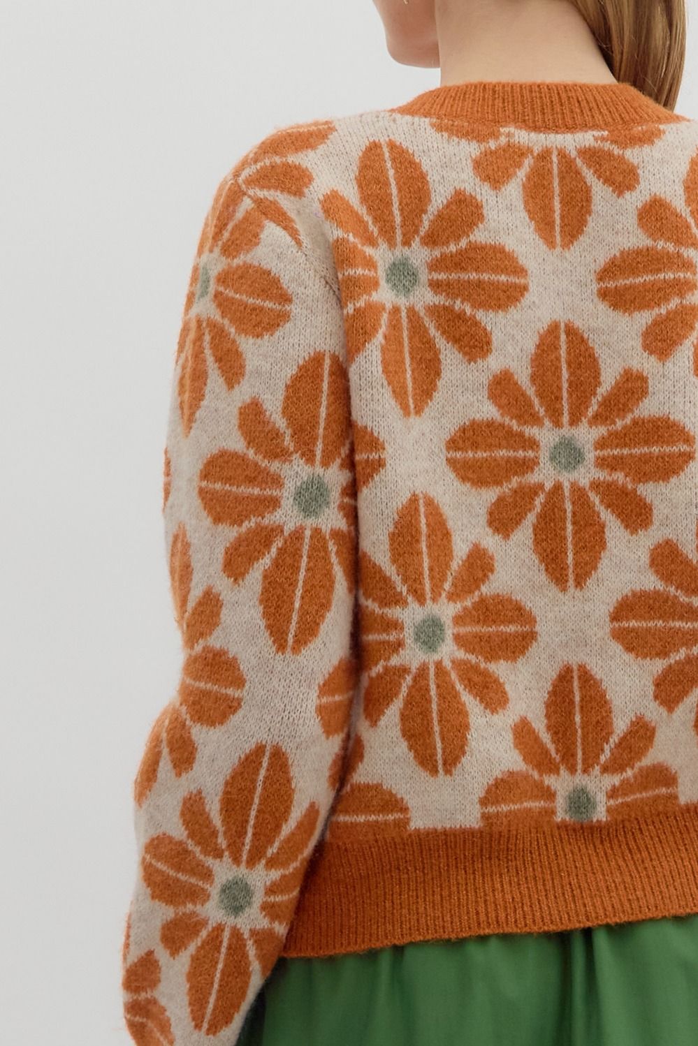RUST FLORAL CARDIGAN