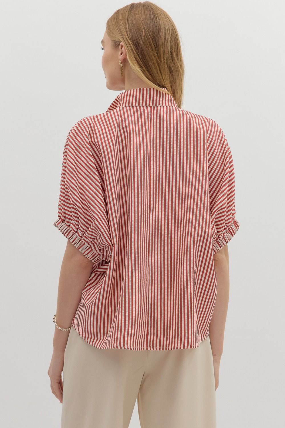 STRIPED DOLMAN - BRICK