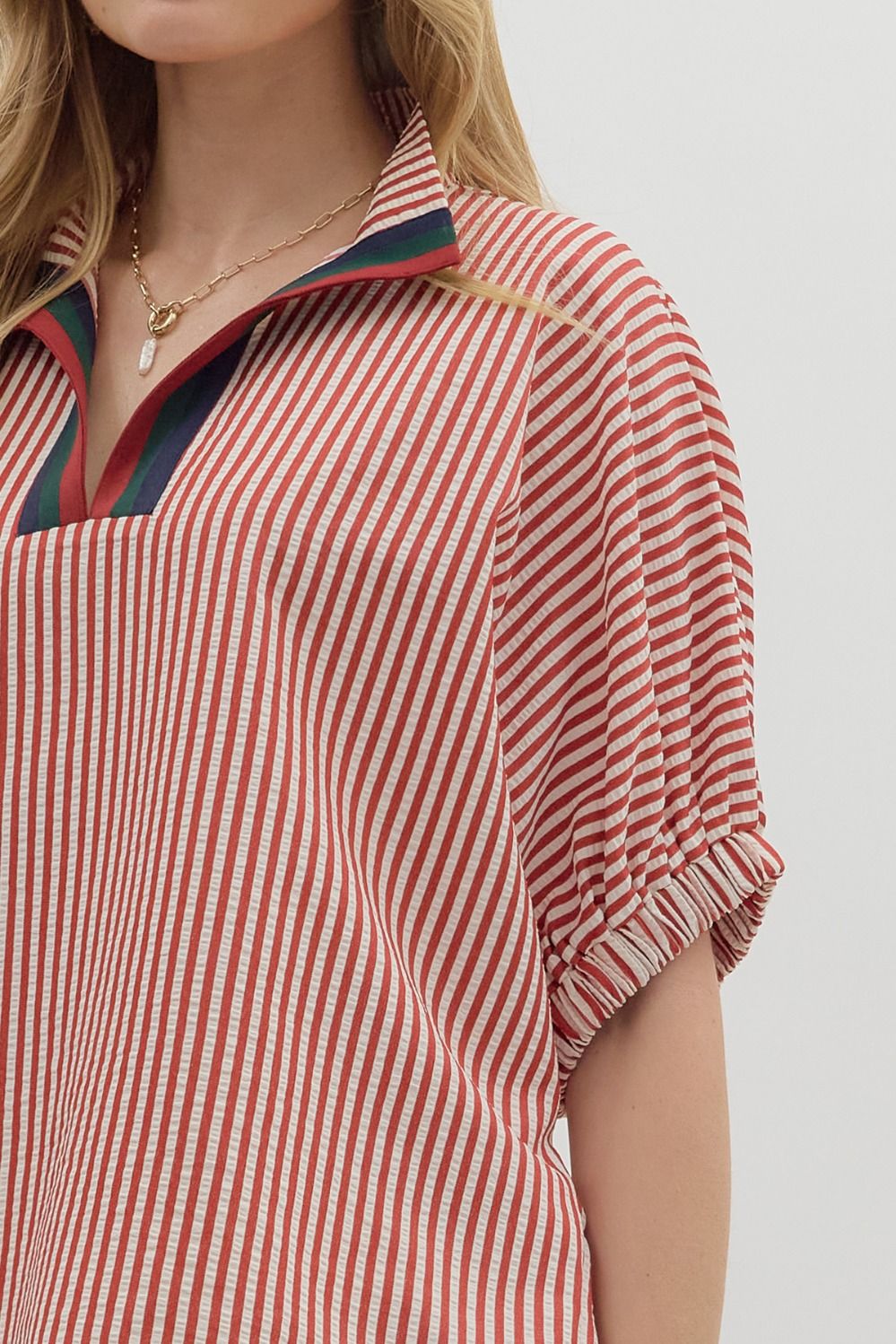 STRIPED DOLMAN - BRICK