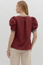 MERLOT BUBBLE SLEEVE TOP